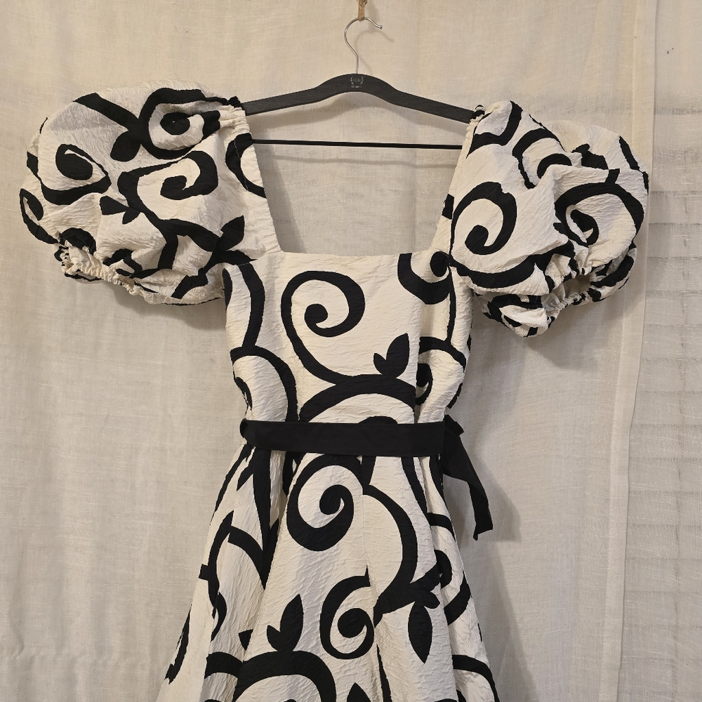 Rodarte 2020 Runway Dress Black And Whote Swirl Design - Picture 4 of 12
